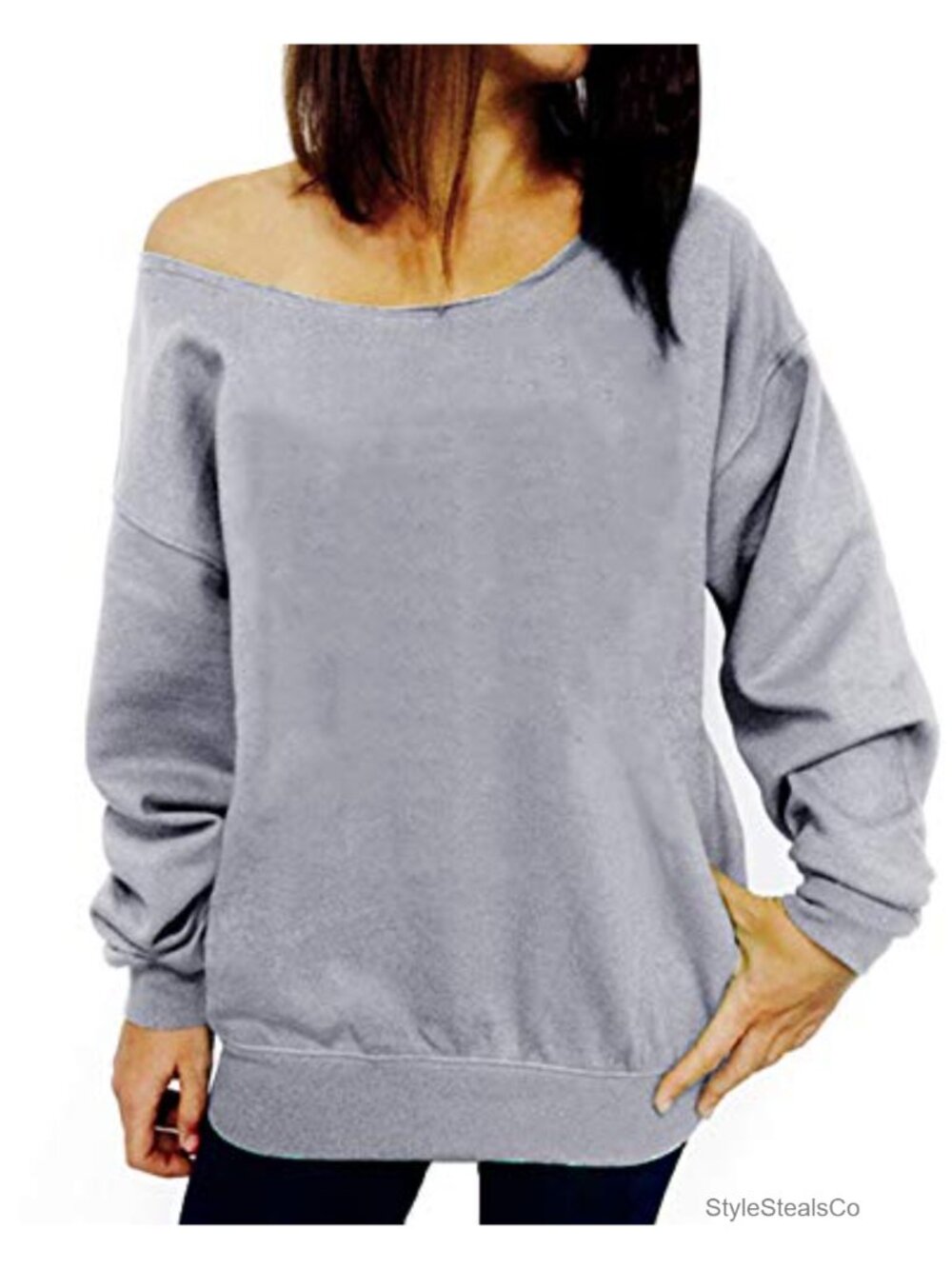 Womens Off Shoulder Oversized Sweatshirt Relaxed Fit Pullover Top
